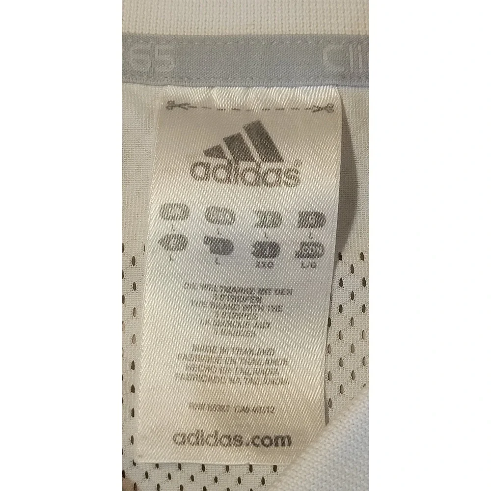 Adidas Clima365 Mens Polo Shirt Large White Blue ClimaCool Golf Athletic Tee